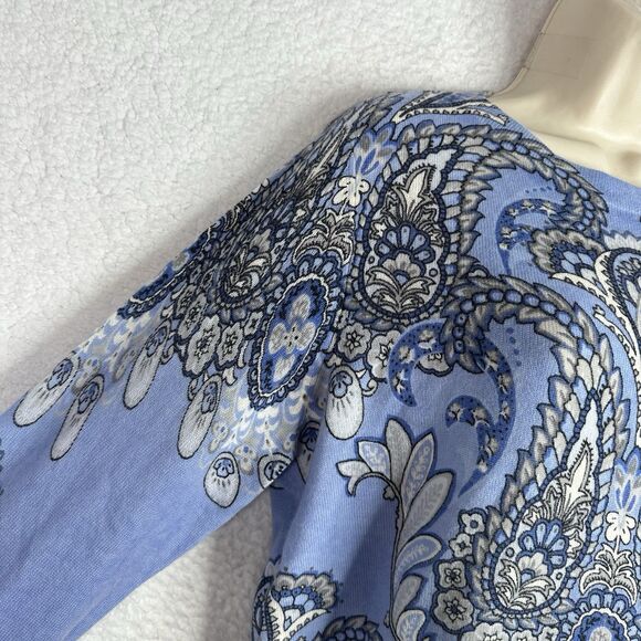 Talbots Audrey 100% Cashmere Sweater XL Blue Paisley Medallion - Picture 6 of 15